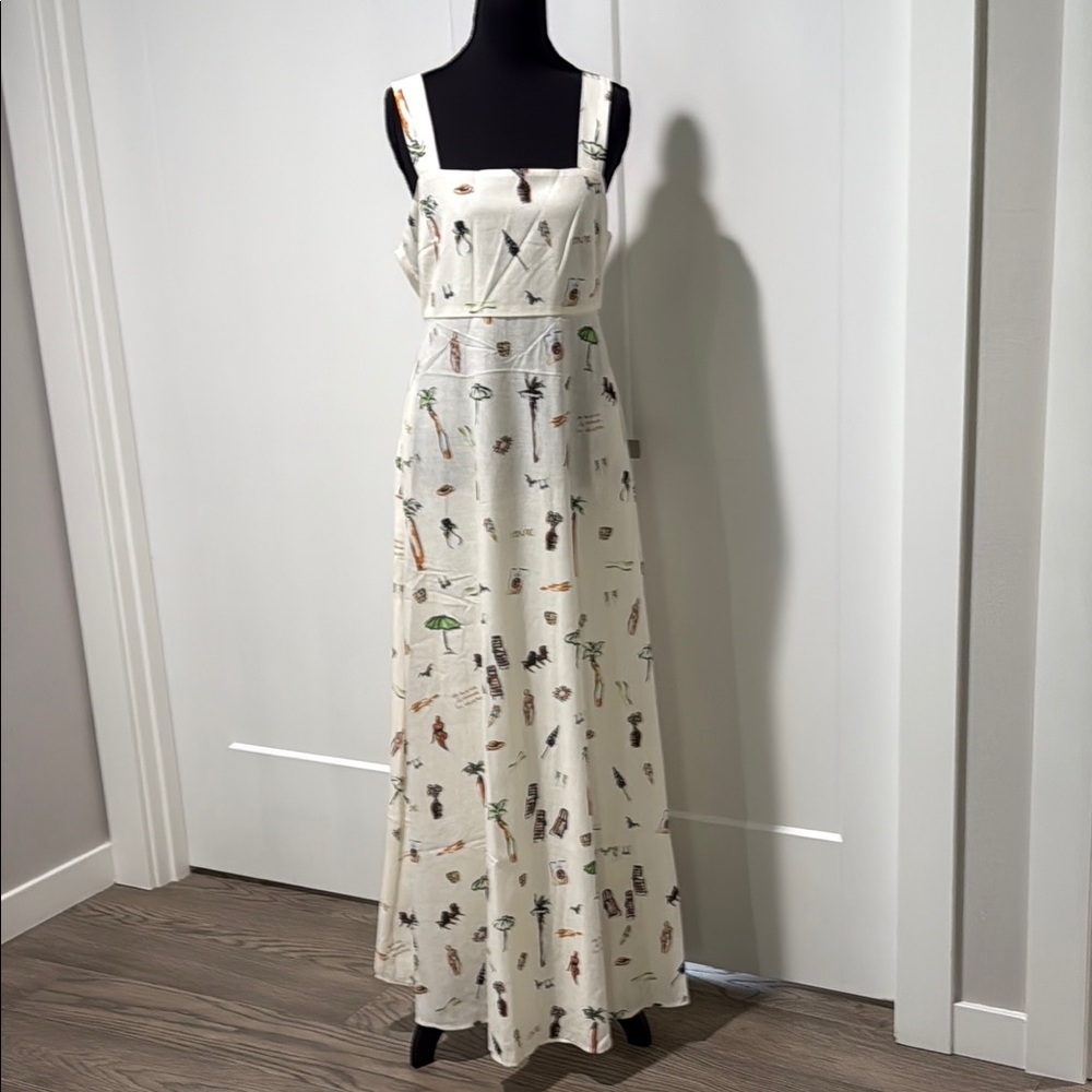 Commense Cream Sleeveless Square Neck Maxi Sundress